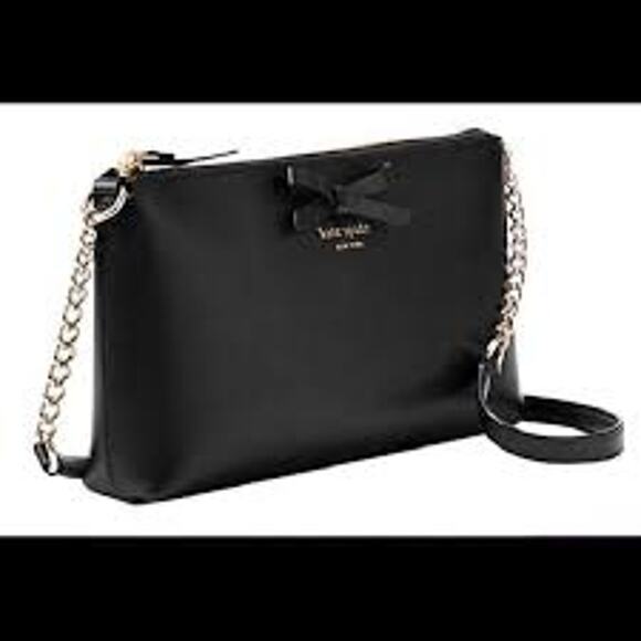 Kate Spade Declan Bow Leather Crossbody Gold Chain